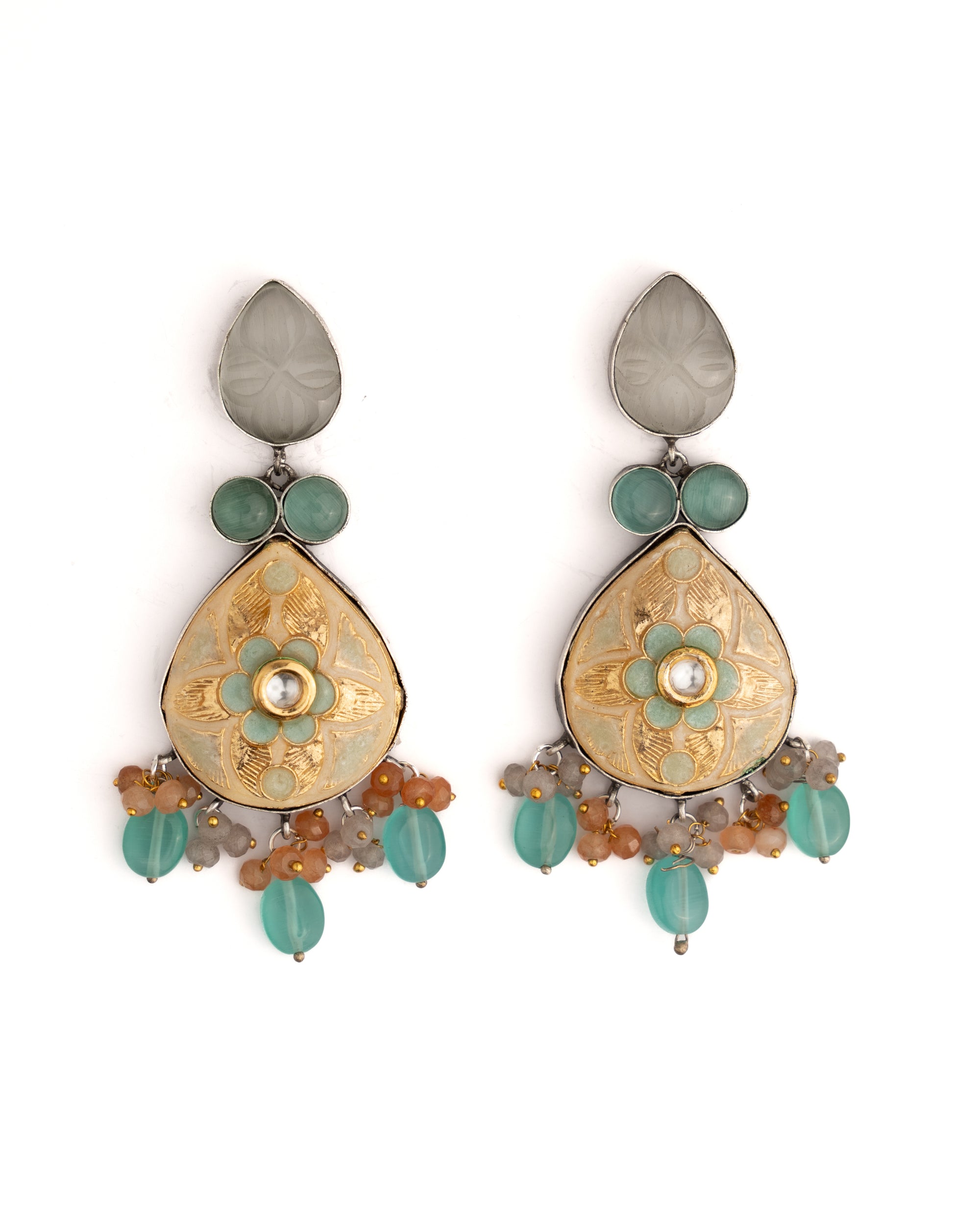 Gold Mint Charm Earrings
