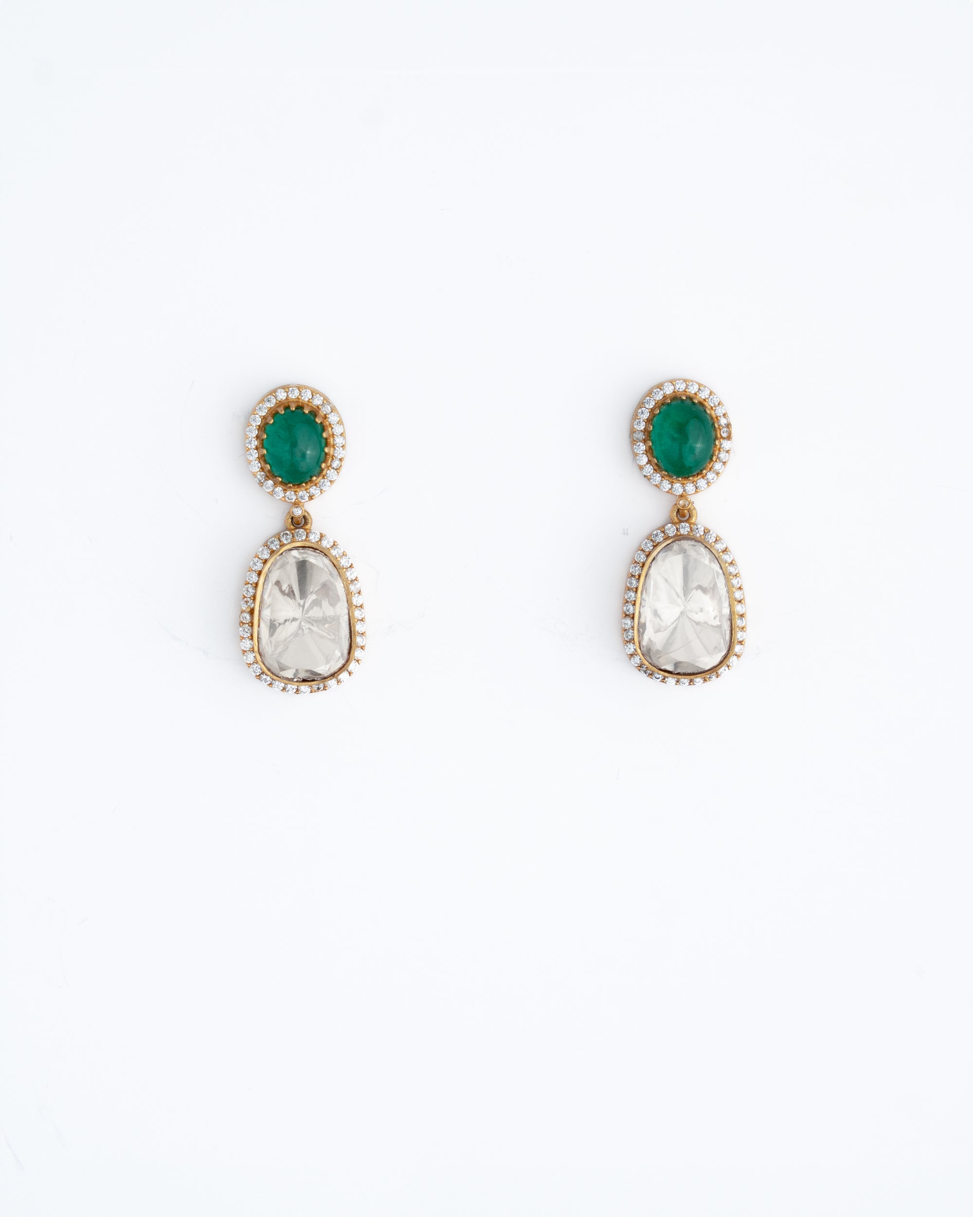 Emerald Charm Drop Earrings