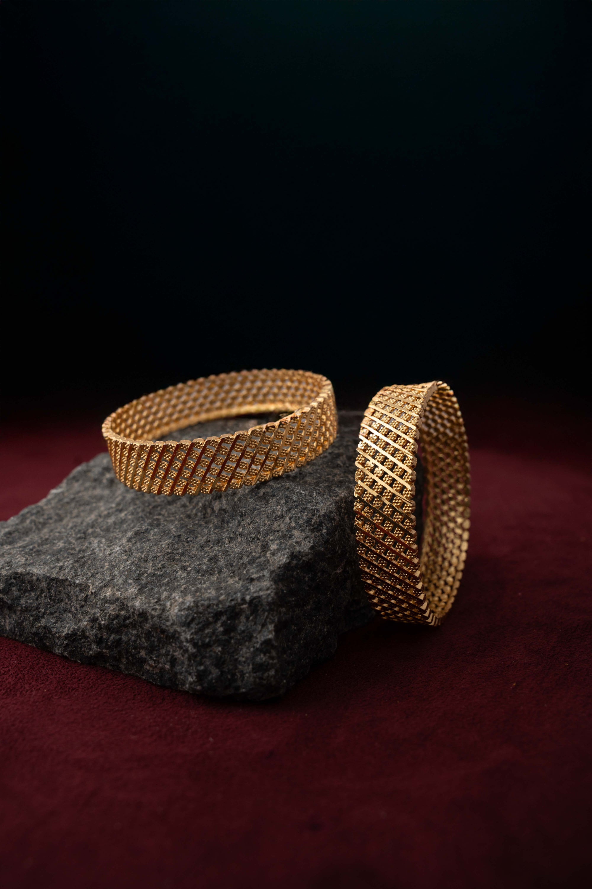 Majestic Mesh Gold Bangles