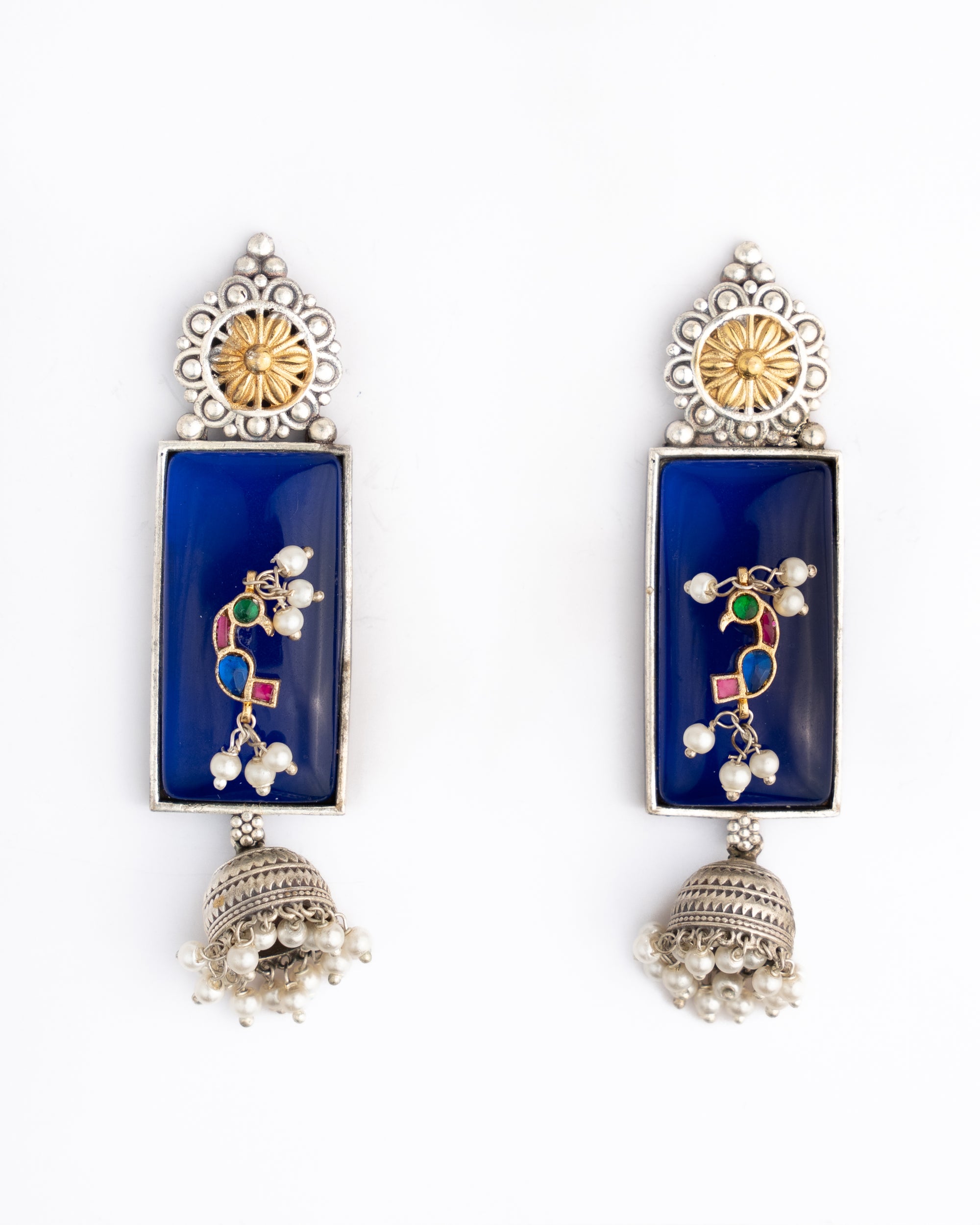 Royal Peacock Enamel Jhumkas