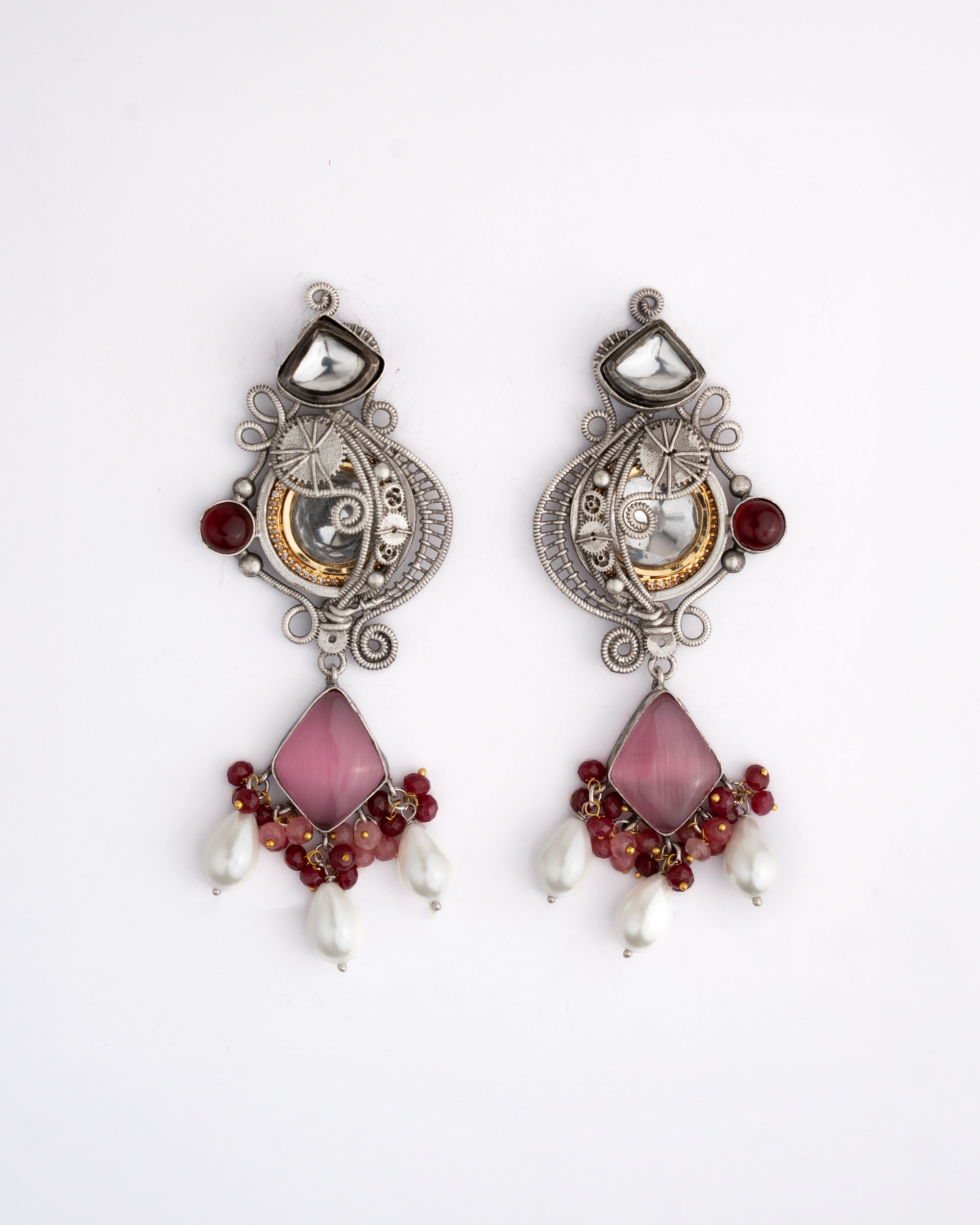 Vintage Bloom Pearl Drop Earrings