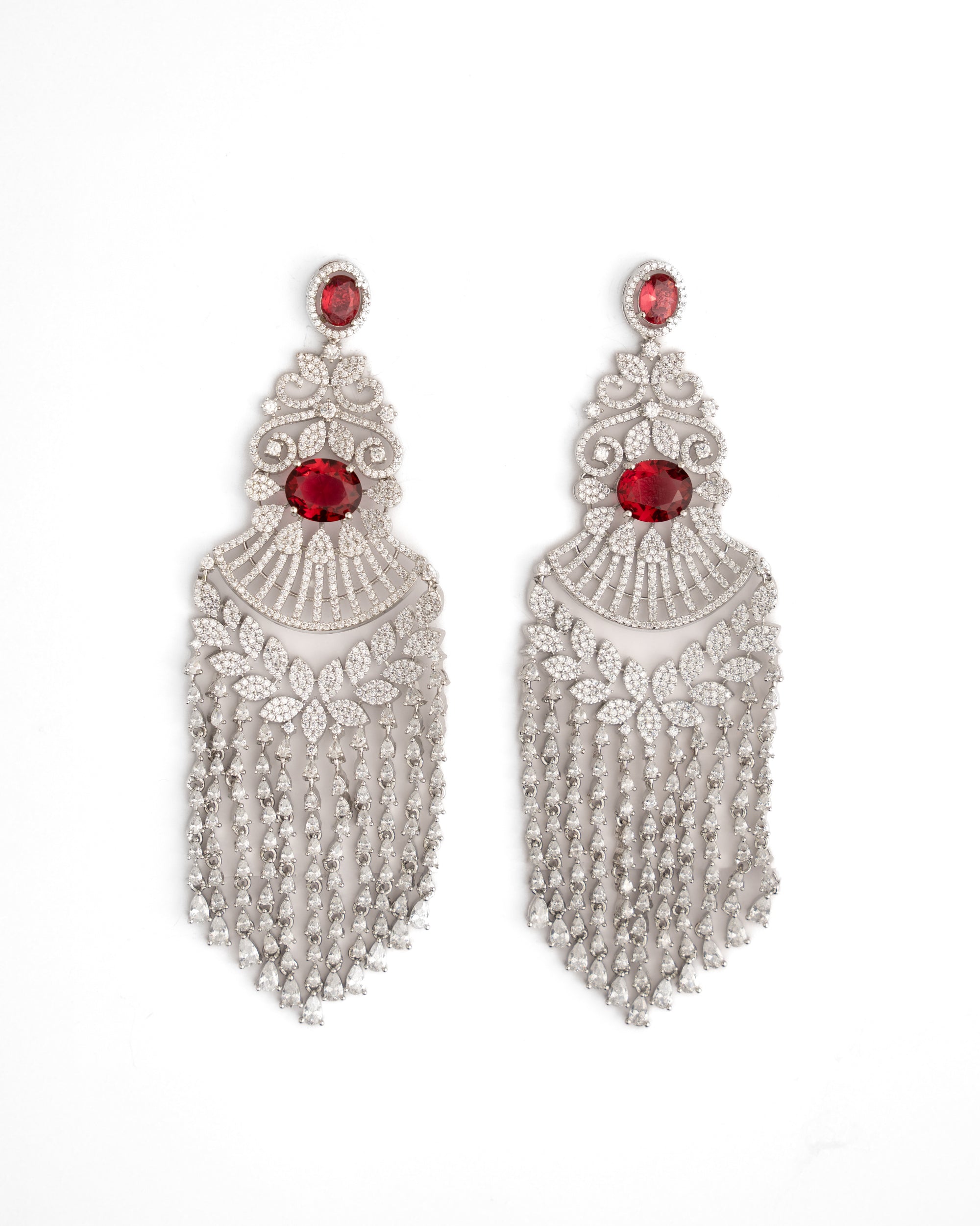 Ruby Cascade Fringe Earrings