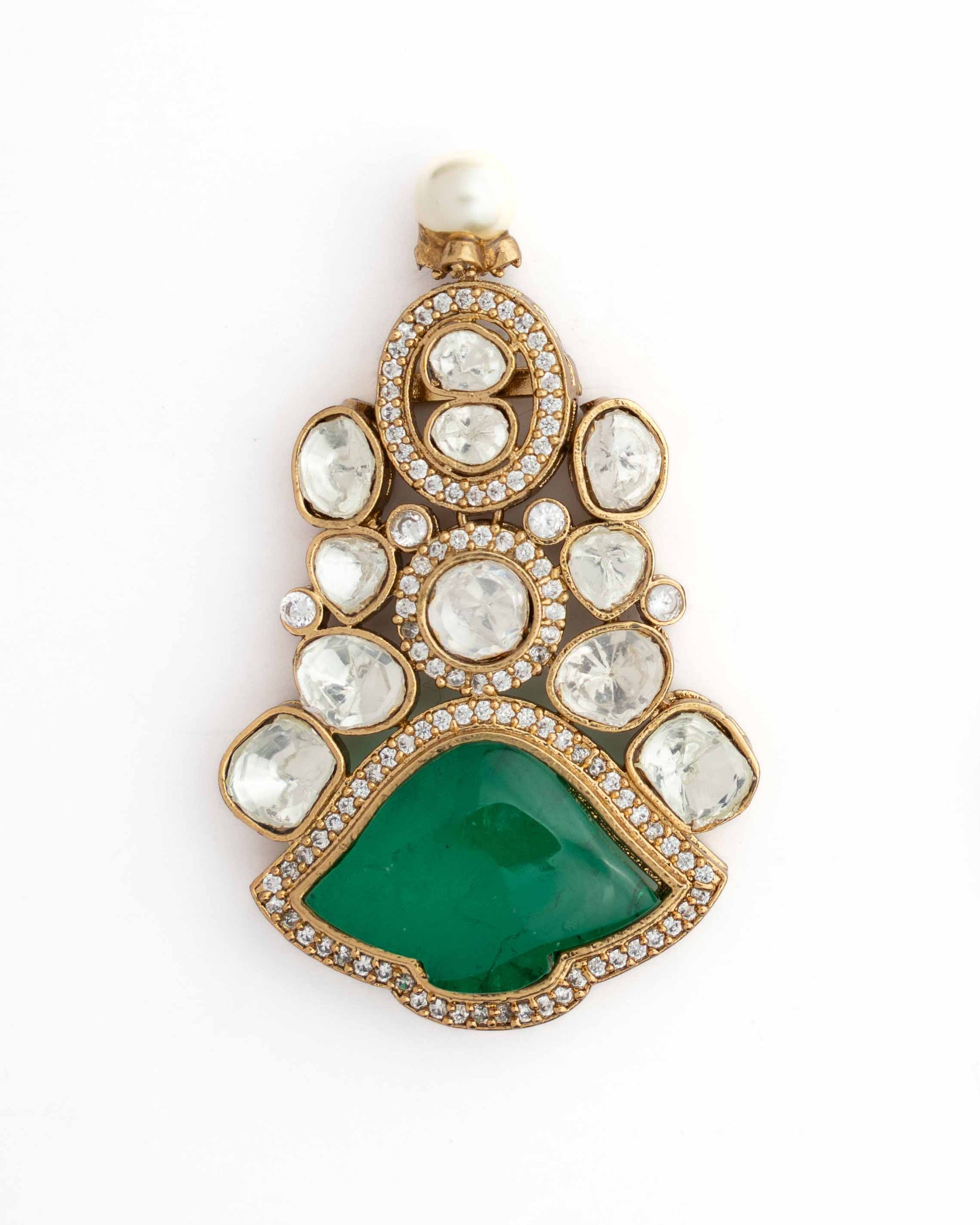 Emerald Royalty Chand Earrings