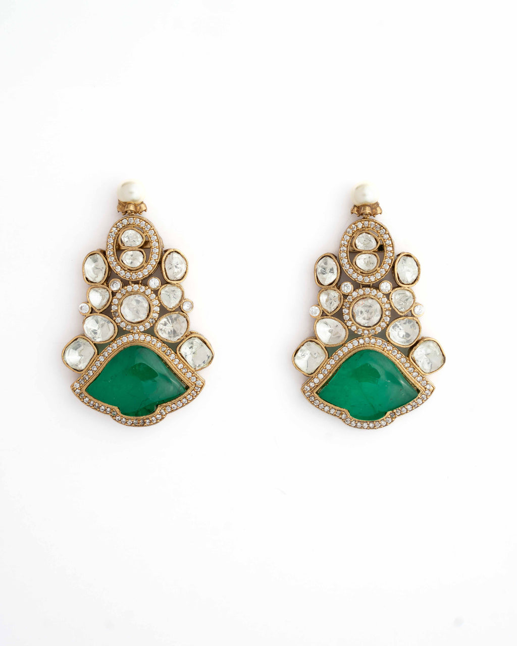 Emerald Royalty Chand Earrings
