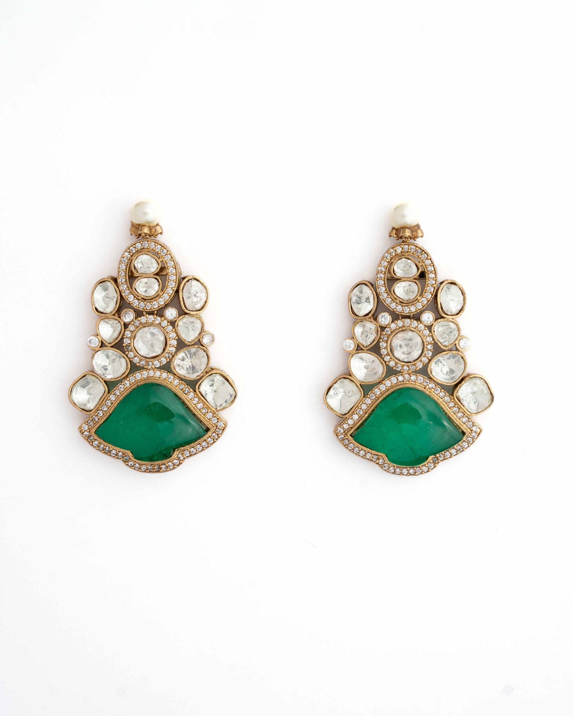 Emerald Royalty Chand Earrings